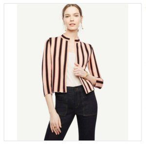 🌹🆕🌹 NWT Ann Taylor Pink Striped Cropped Knit Jacket M